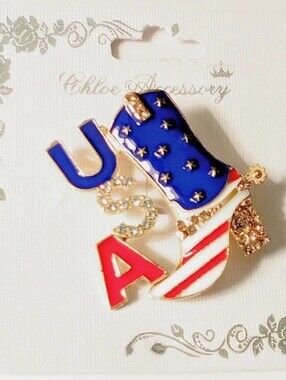 USA Flag Boot Pin - Red, White & Blue Patriotic